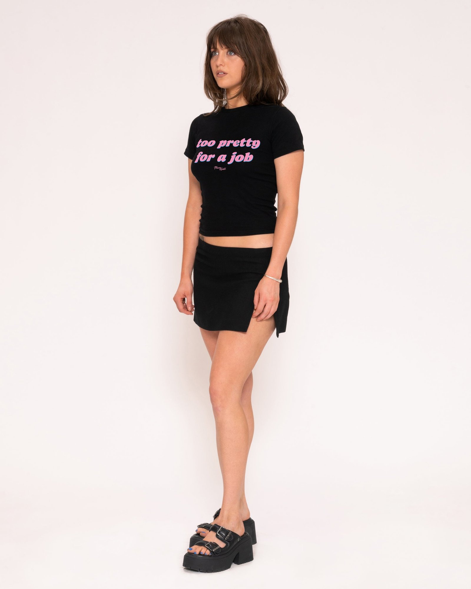Alternative view of Too Pretty For A Job Longline Baby Tee