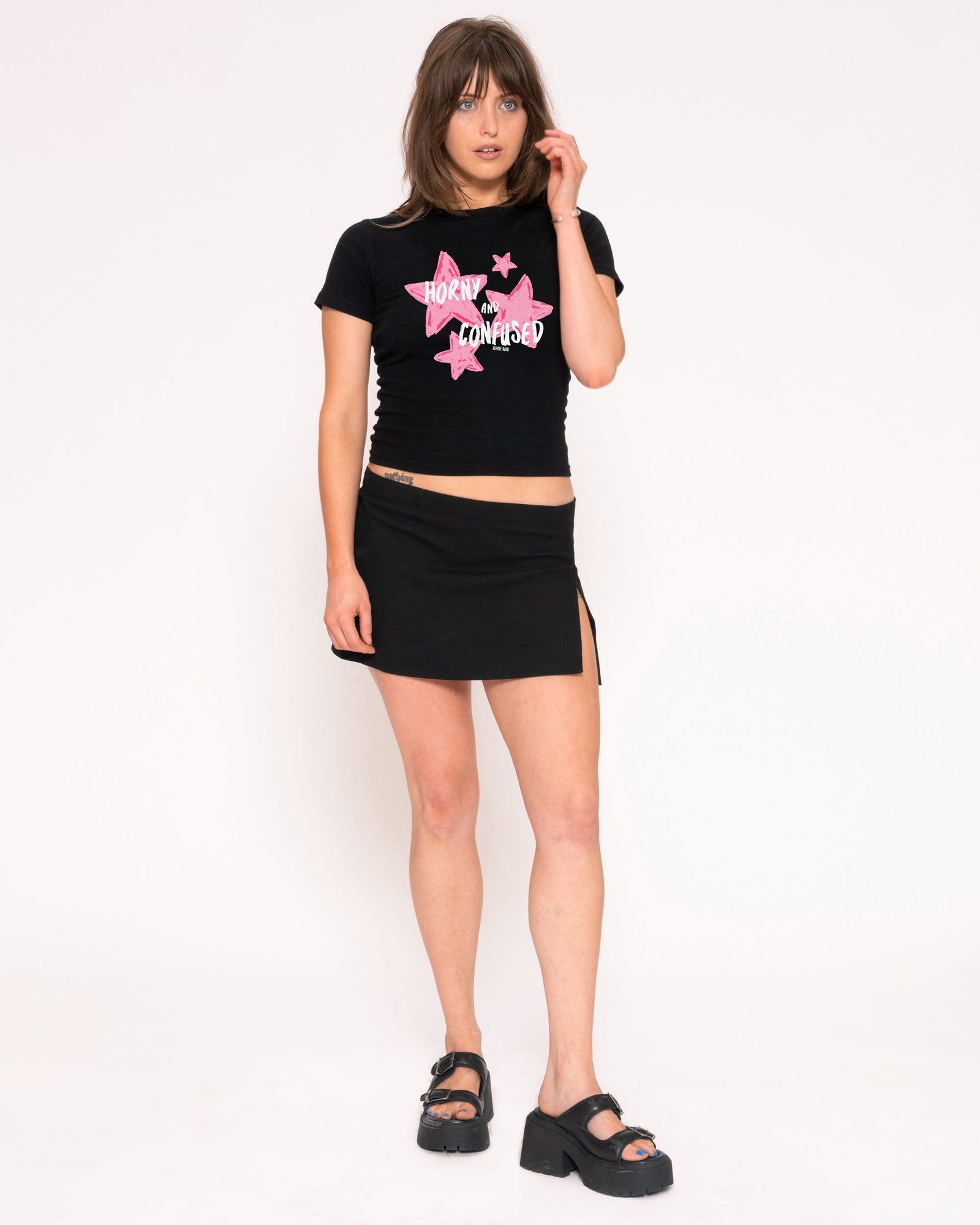 Alternative view of Horny & Confused Longline Baby Tee