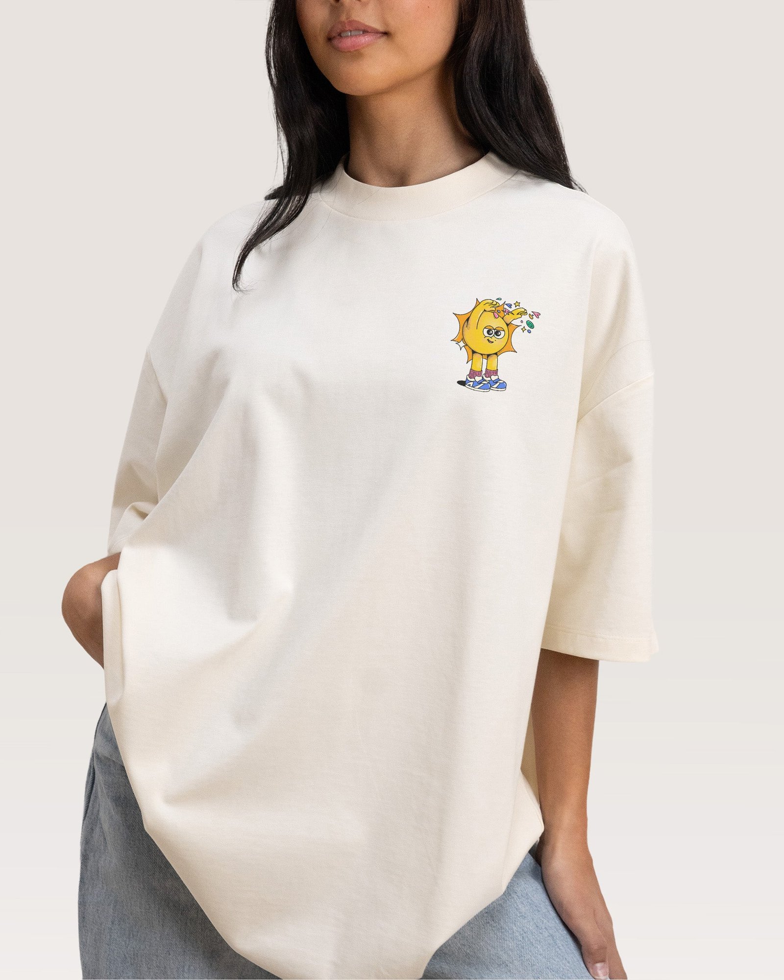 Alternative view of Hit Em' With the Good Vibes Oversized Tee