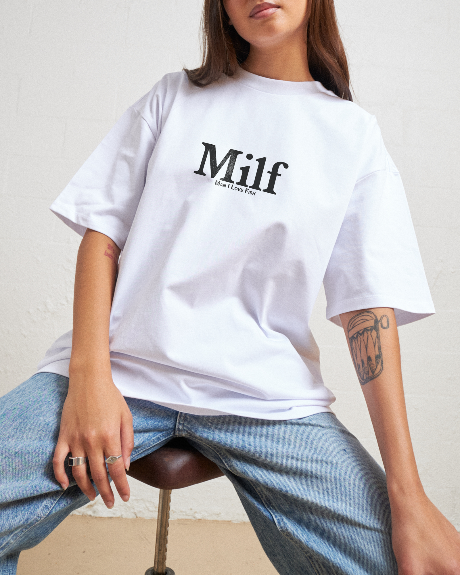 Alternative view of Man I Love Fish Front and Back Oversized Tee