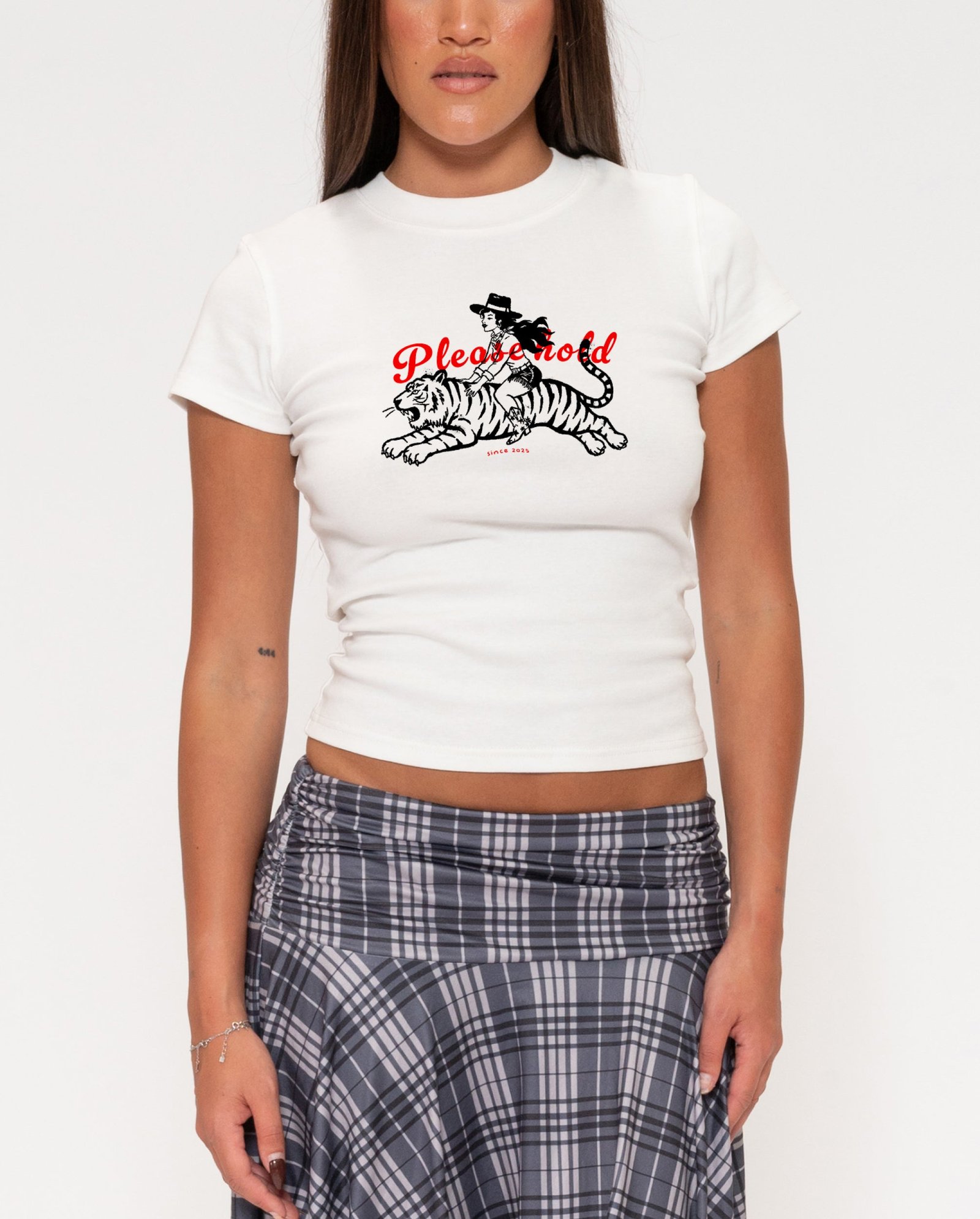 Please Hold Hell Cat Longline Baby Tee
