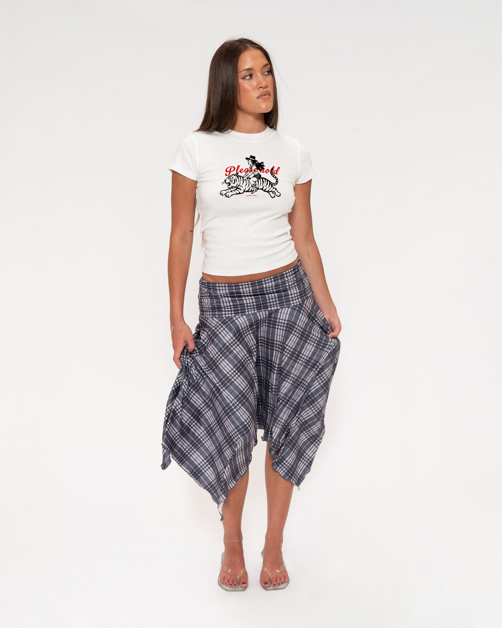 Alternative view of Please Hold Hell Cat Longline Baby Tee