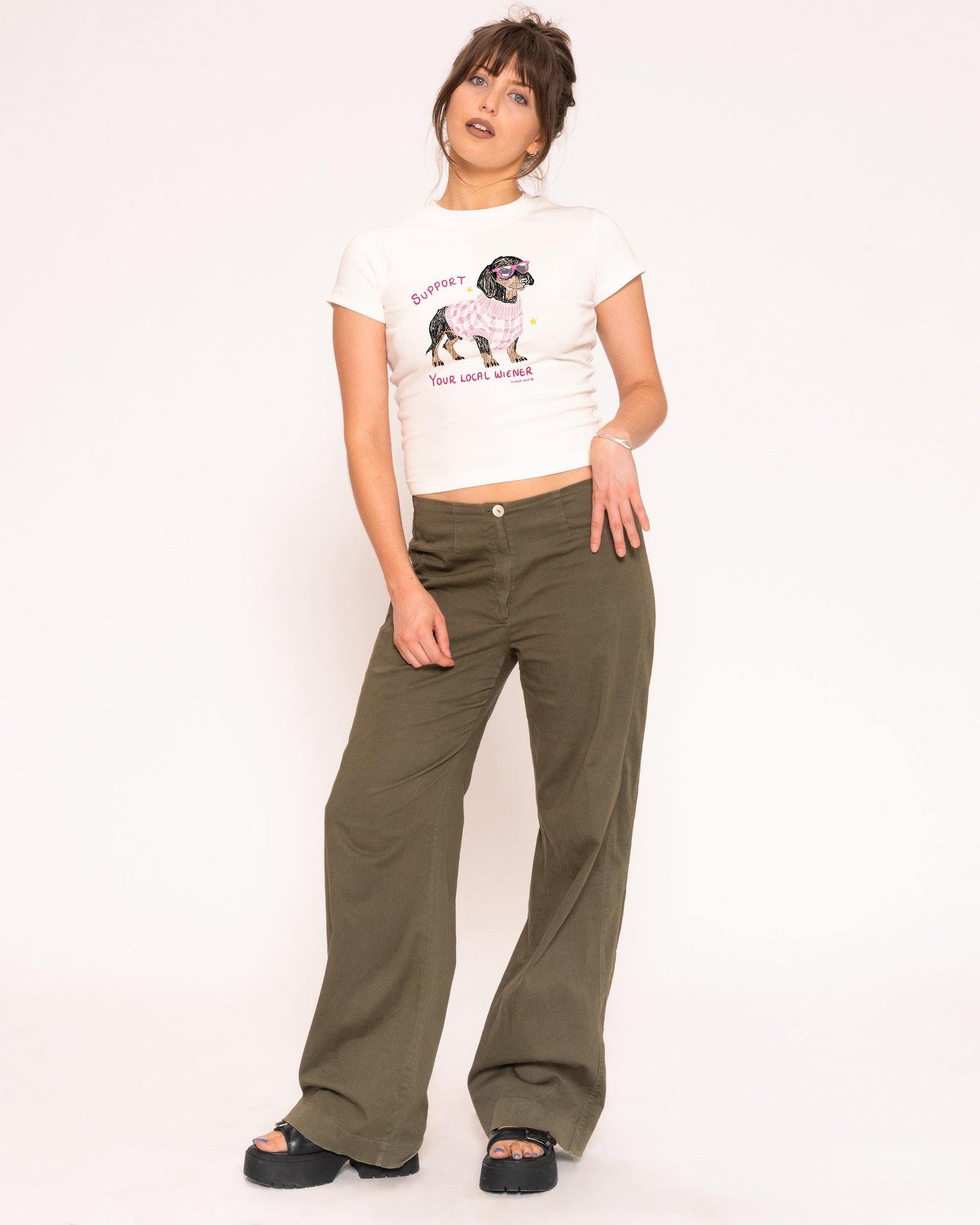 Alternative view of Support Your Local Wiener Longline Baby Tee