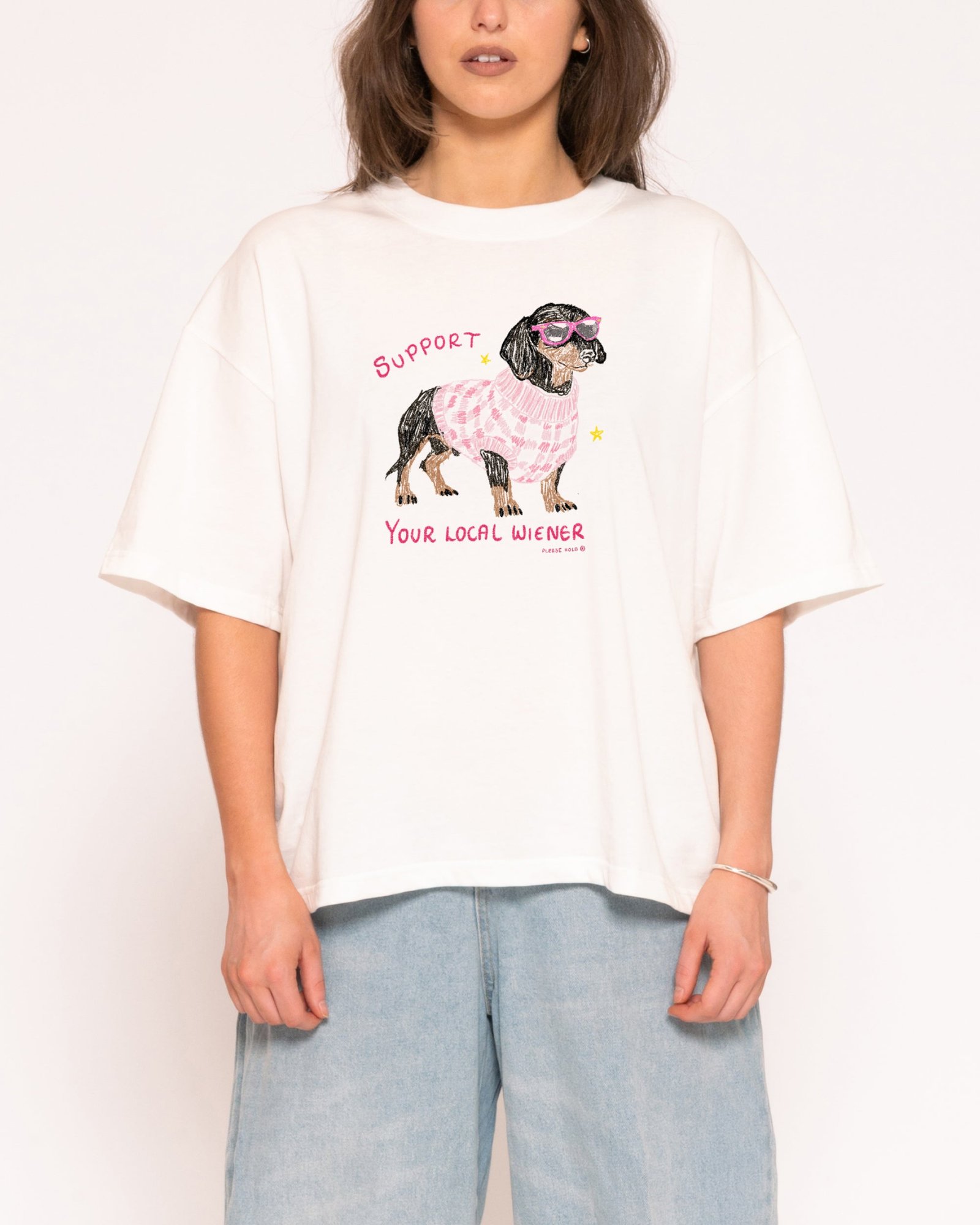 Support Your Local Wiener Boxy Tee
